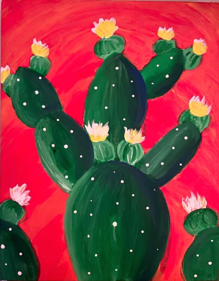 Cactus painted at Paint Night